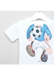 Just Add a Kids Soccer Print T-shirt with Round Neck and Short Sleeves