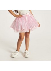 Charmz Bow Accented Tulle Skirt with Headband