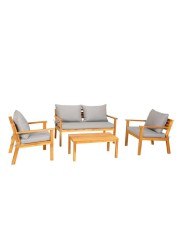 Denia 4-Seater Acacia Wood Sofa Set W/ Cushions GoodHome (4 Pc.)