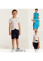 Juniors Printed Round Neck T-shirt and Shorts - Set of 2