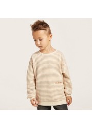 Love Earth Striped Organic Pullover with Long Sleeves and Pocket