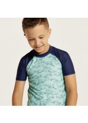 Juniors Shark Print 2-Piece Rash Guard Set