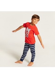 Juniors Printed Short Sleeves T-shirt and Elasticated Pyjama Set