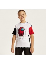 Among Us Printed Crew Neck T-shirt with Short Sleeves