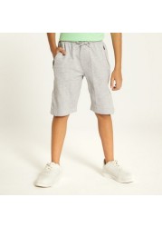 XYZ Solid Shorts with Drawstring Closure and Pockets