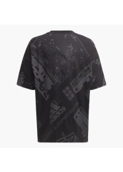 adidas Printed Crew Neck T-shirt with Short Sleeves