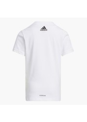 adidas Graphic Print Crew Neck T-shirt with Short Sleeves