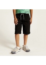 Juniors Solid Shorts with Pockets and Drawstring Closure