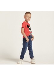 Juniors Solid Denim Pants with Pocket Detail and Drawstring