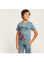 Spiderman Theme Round Neck T-shirt and Shorts Set