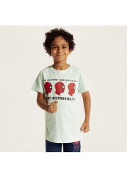 Spider-Man Print Crew Neck T-shirt and Pyjama Set