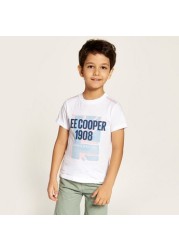 Lee Cooper Typographic Print T-shirt with Crew Neck and Short Sleeves