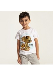 Peanuts Sequin Embellished Round Neck T-shirt with Short Sleeves