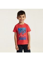 Lee Cooper Printed T-shirt with Crew Neck and Short Sleeves