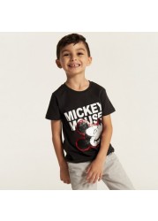 Disney Mickey Mouse Crew Neck T-shirt with Short Sleeves and Sequin Detail