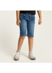 Juniors Denim Shorts with Pocket Detail and Drawstring Closure