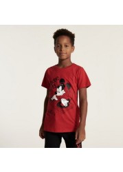 Disney Mickey Mouse Print T-shirt and Full Length Pyjama Set