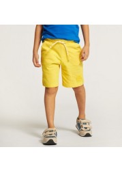 Juniors Solid Shorts with Drawstring Closure and Pockets