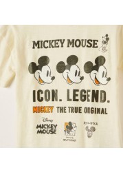 Disney Mickey Mouse Print Round Neck T-shirt with Short Sleeves