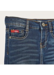 Lee Cooper Solid Denim Jeans with Pockets and Button Closure