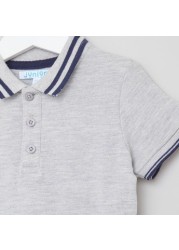 Juniors Textured Polo T-shirt with Short Sleeves