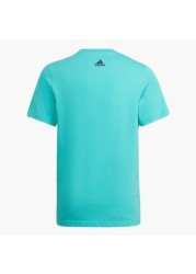 adidas Logo Print Crew Neck T-shirt with Short Sleeves