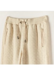 Textured Pants with Drawstring Closure and Pockets