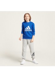 adidas Logo Print Sweatshirt with Long Sleeves