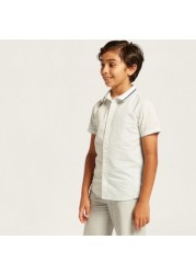 Juniors Textured Shirt with Short Sleeves and Button Closure