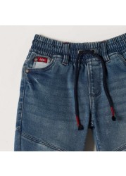 Lee Cooper Denim Jeans with Drawstring Closure and Folded Hem