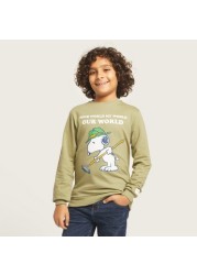 Snoopy Print Pullover with Long Sleeves