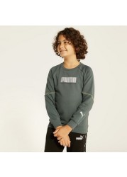 PUMA Logo Print Sweatshirt with Round Neck and Long Sleeves