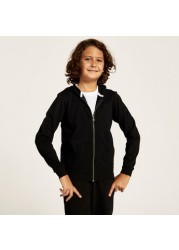 Juniors Textured Long Sleeves Jacket with Hood