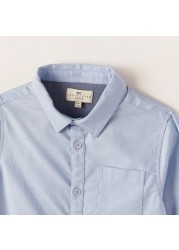 Juniors Solid Shirt with Long Sleeves and Pocket Detail