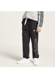 adidas Logo Print Jog Pants with Drawstring Closure and Pockets