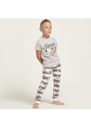 Snoopy Graphic Print T-shirt and Pyjama Set