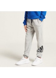 adidas Logo Print Jog Pants with Drawstring Closure and Pockets