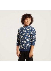 All-Over Snoopy Printed Pullover with Long Sleeves