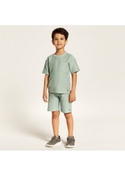 Textured Round Neck T-shirt and Shorts Set