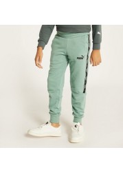 PUMA Solid Joggers with Elasticated Waistband and Tape Detail