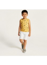 Juniors Sleeveless Printed T-Shirt with Crew Neck