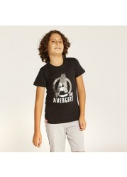 Avengers Embellished Crew Neck T-shirt with Short Sleeves