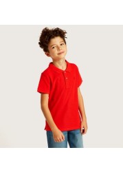 Juniors Solid Polo T-shirt with Short Sleeves