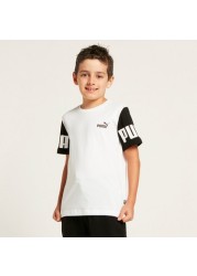 PUMA Colourblock Printed T-shirt with Short Sleeves