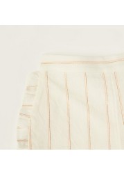 Giggles Striped Shorts with Elasticised Waistband and Ruffle Detail