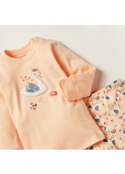 Juniors Printed Long Sleeve T-shirt and Pyjama Set