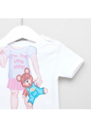 Just Add A Kids Little Sister Print Bodysuit with Round Neck