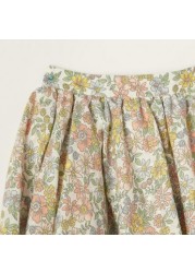 Giggles Floral Print Skirt with Elasticised Waistband