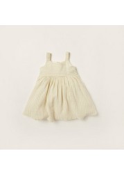 Giggles Striped Sleeveless A-line Dress and Cap Set