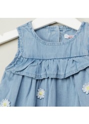 Juniors Sleeveless Dress with Floral Applique